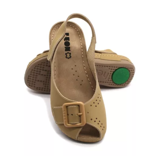 968 LEON  bőr szandál beige