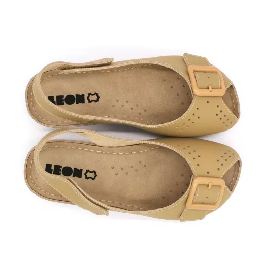 968 LEON  bőr szandál beige