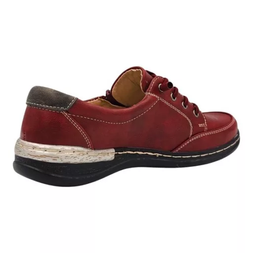 VIENNA kollekciós kényelmi cipő, bőr talpbetéttel, gumis fűzővel és cipzárral bordó