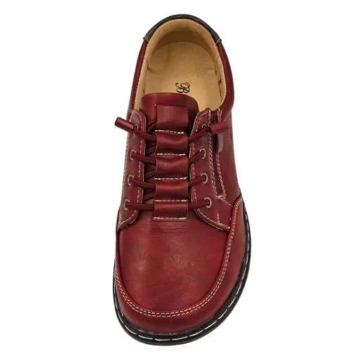 VIENNA kollekciós kényelmi cipő, bőr talpbetéttel, gumis fűzővel és cipzárral bordó