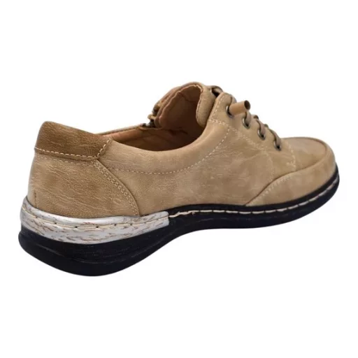 VIENNA kollekciós kényelmi cipő, bőr talpbetéttel, gumis fűzővel és cipzárral beige