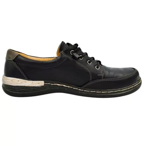 VIENNA kollekciós kényelmi cipő, bőr talpbetéttel, gumis fűzővel és cipzárral fekete