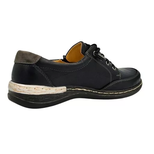 VIENNA kollekciós kényelmi cipő, bőr talpbetéttel, gumis fűzővel és cipzárral fekete