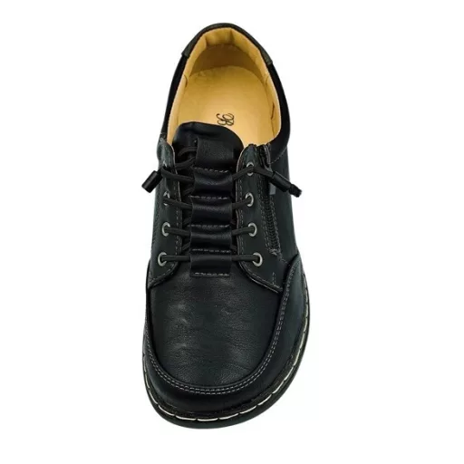 VIENNA kollekciós kényelmi cipő, bőr talpbetéttel, gumis fűzővel és cipzárral fekete