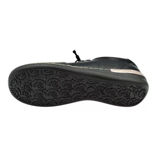 VIENNA kollekciós kényelmi cipő, bőr talpbetéttel, gumis fűzővel és cipzárral fekete