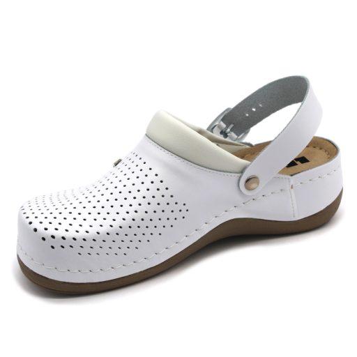 991 Női munkavédelmi bőr klumpa – állítható, sarokpántos, csúszásmentes fehér