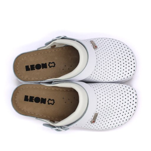 991 Női munkavédelmi bőr klumpa – állítható, sarokpántos, csúszásmentes fehér