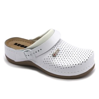   991 Női munkavédelmi bőr klumpa – állítható, sarokpántos, csúszásmentes fehér