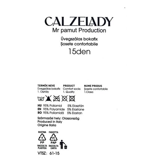 CALZELADY olasz női üvegszálas bokafix 2páras csomagban 15 DEN 