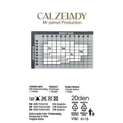 CALZELADY olasz női elasztikus harisnyanadrág 20DEN