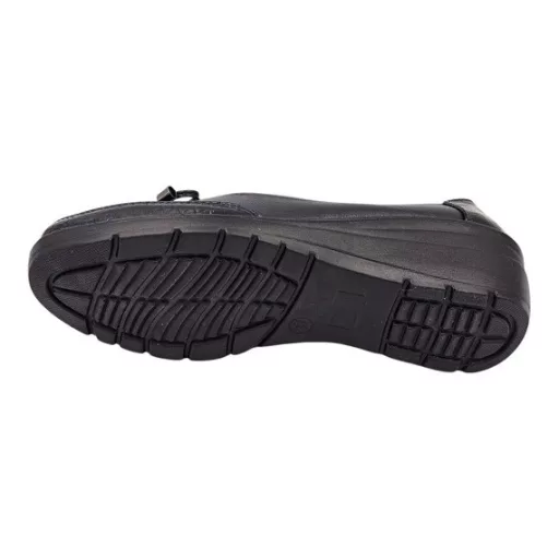 Luxe Bow csinos lakk és masni díszes sötétkék női félcipő bőr talpbetéttel