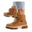 CRUSH fűzős, cipzáros vastag talpú bélelt női bakancs camel