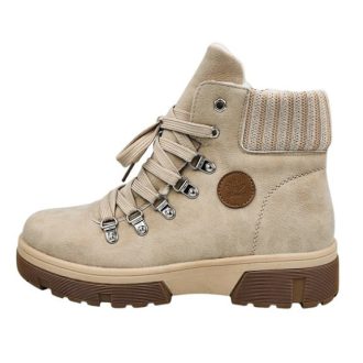   CRUSH fűzős, cipzáros vastag talpú bélelt női bakancs beige
