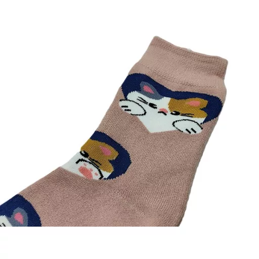 Vidám állatos, thermo női pamut zokni 5 páras csomagban