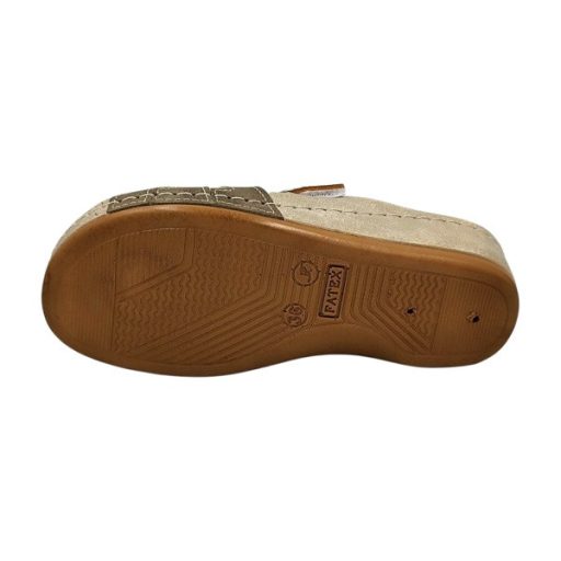 Anatomic biokomfort egy tépőzáras női papucs - fonatdíszes barna-beige