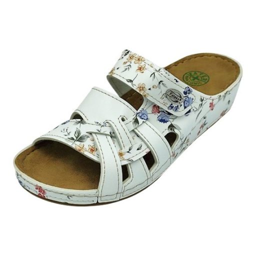 Anatomic biokomfort egy tépőzáras női papucs - fonatdíszes virágmintás