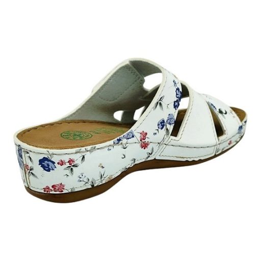 Anatomic biokomfort egy tépőzáras női papucs - fonatdíszes virágmintás