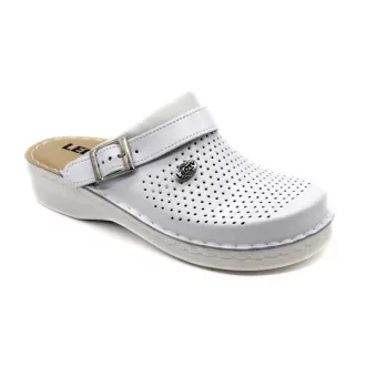   V202M LEON bőr férfi munkavédelmi klumpa sarokhoz húzható pánttal I fehér