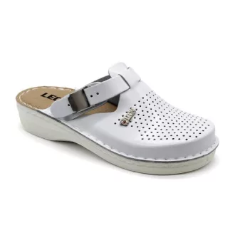 V260 Leon Comfort női valódi bőr  papucs fehér