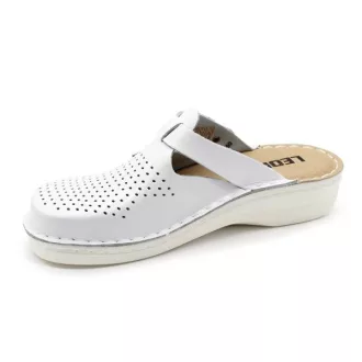   V260 Leon Comfort női valódi bőr munkavédelmi papucs fehér