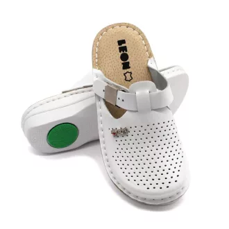 V260 Leon Comfort női valódi bőr  papucs fehér