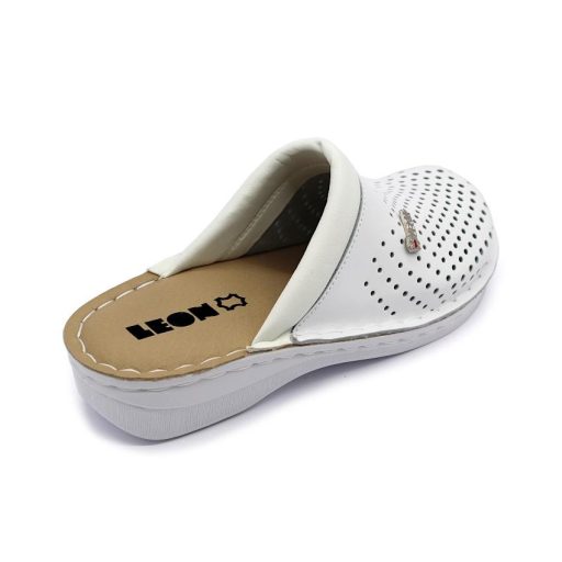 V262 LEON Comfort női bőr klumpa zselés talpbetéttel fehér