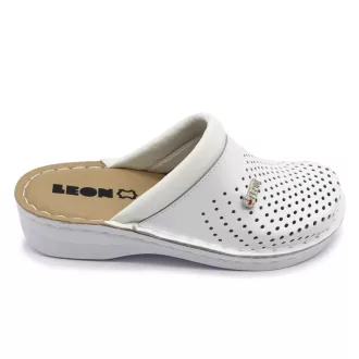   V262 LEON Comfort női bőr klumpa zselés talpbetéttel fehér