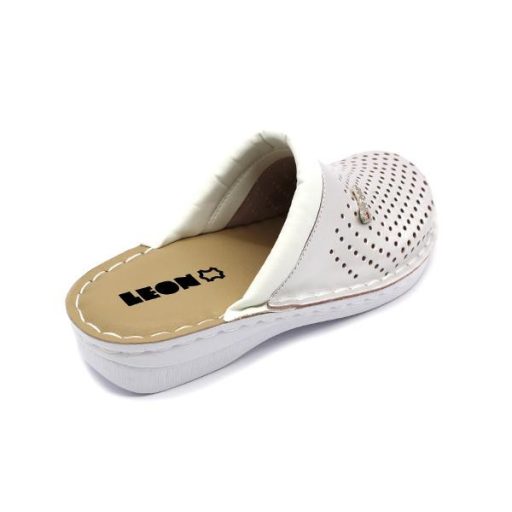 V262 LEON Comfort női bőr klumpa zselés talpbetéttel perla