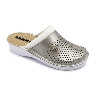   V262 LEON Comfort női bőr klumpa zselés talpbetéttel pezsgő