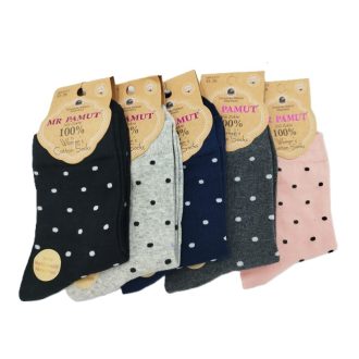   Köztes szárú női zokni pöttyös mintával - 5 pár kényelmes pamut zokni szett